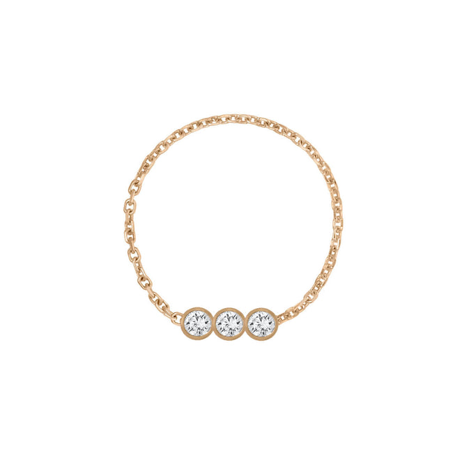 Anillo de Cadena con Bisel de Tres Diamantes