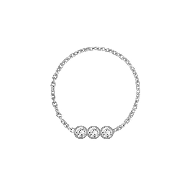 Anillo de Cadena con Bisel de Tres Diamantes