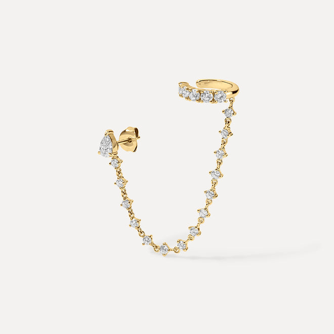 Celestial Drip Ear Cuff con Diamantes + Cadena