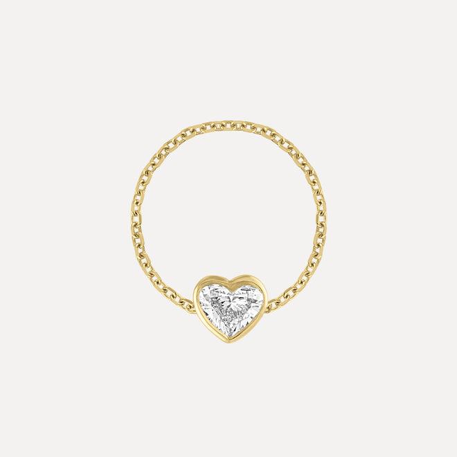 Anillo de Cadena con Corazón de Diamante