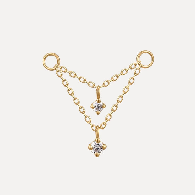 Dije de Cadena Doble y Diamante Para Aretes