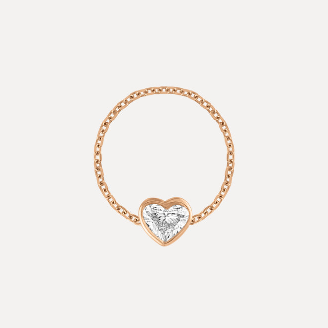 Anillo de Cadena con Corazón de Diamante
