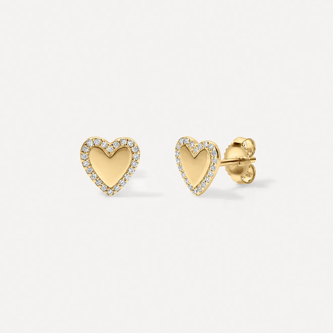 Mini Heart Earrings with Pave Outline