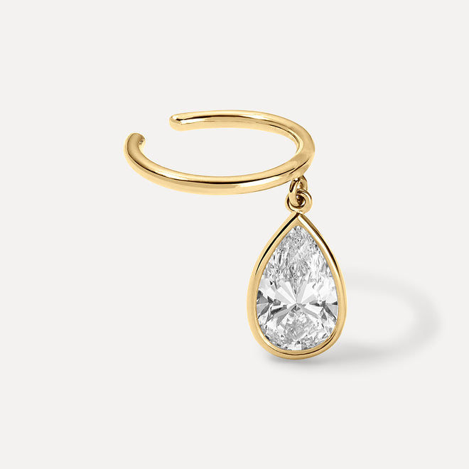 Ear Cuff Sólido con Diamante Flotante