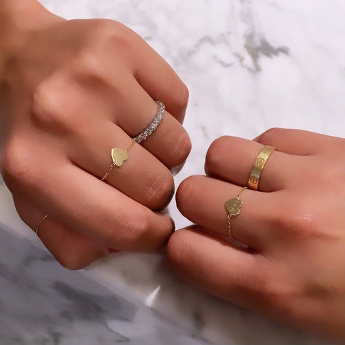 Mini Heart Chain Ring by Kelly Bello