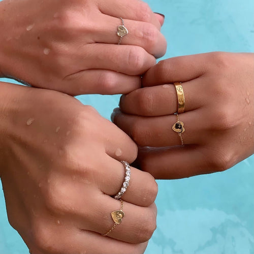 Mini Heart Chain Ring by Kelly Bello
