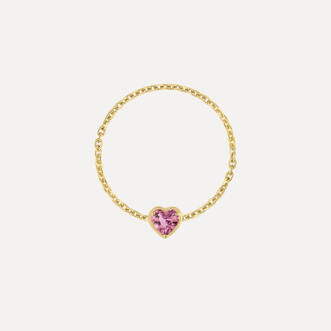 Anillo de Cadena Corazón en Piedra de Nacimiento