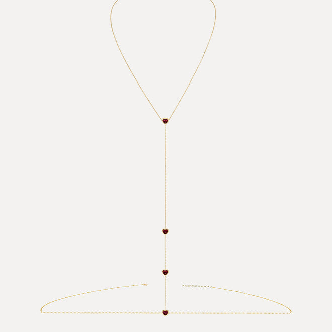 Cadena Body con Corazones de Piedras de Nacimiento