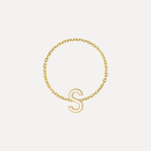 Anillo de Cadena Letra Esmaltada