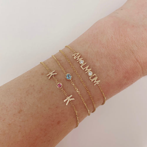 Pulsera de Corazón con Piedra de Nacimiento