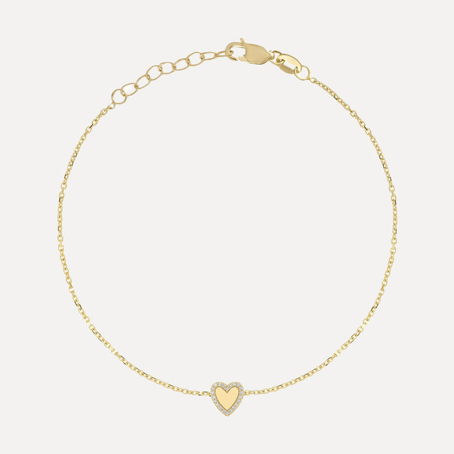 Pulsera Mini Corazón con Contorno Pave