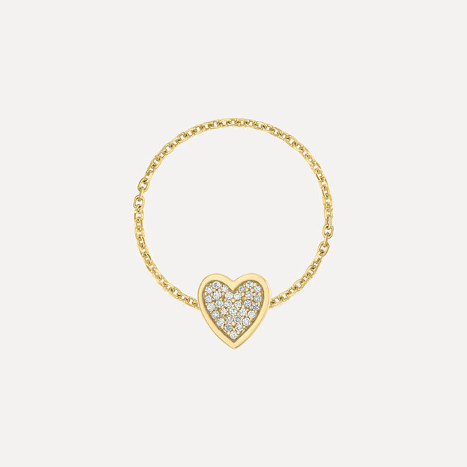 Anillo de Cadena Corazón Mini Pave