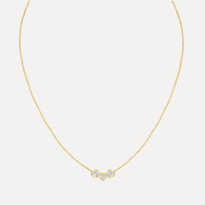 Collar Trío de Corazones con Piedras de Nacimiento