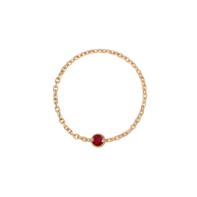 Birthstone Bezel Chain Ring - Kelly Bello Design