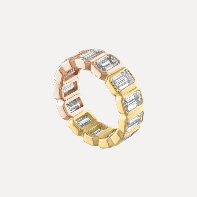 Anillo Eternidad Bbisel Esmeralda - Dos Tonos