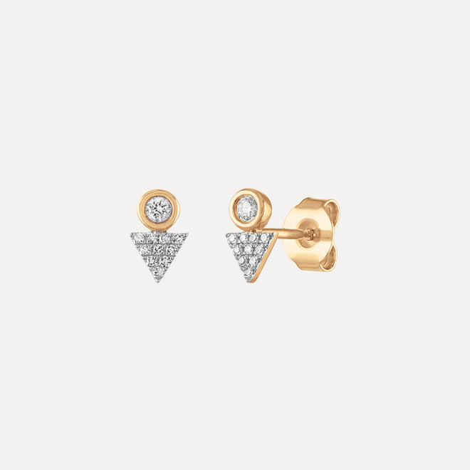 Aretes Bisel de Diamantes + Triangulos Pave