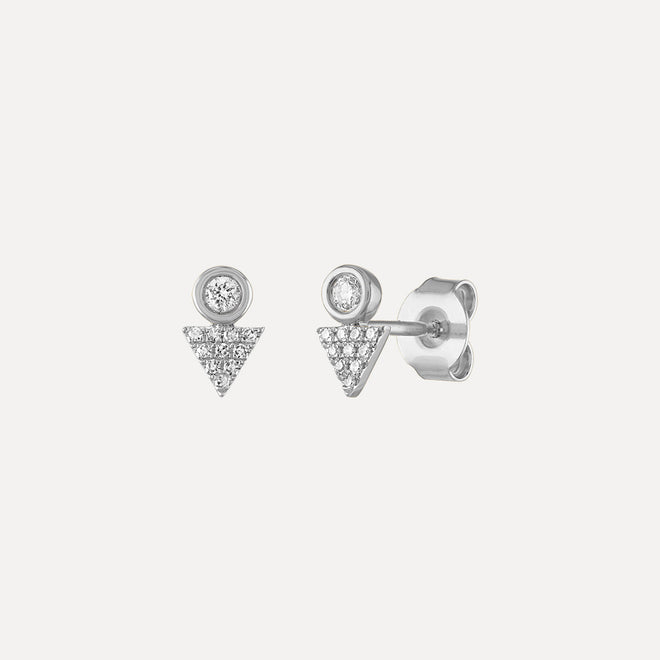 Aretes Bisel de Diamantes + Triangulos Pave
