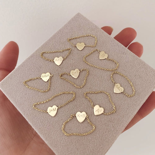 Mini Heart Chain Ring by Kelly Bello