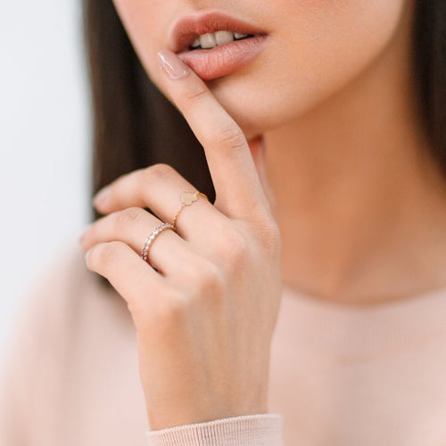 Mini Heart Chain Ring by Kelly Bello