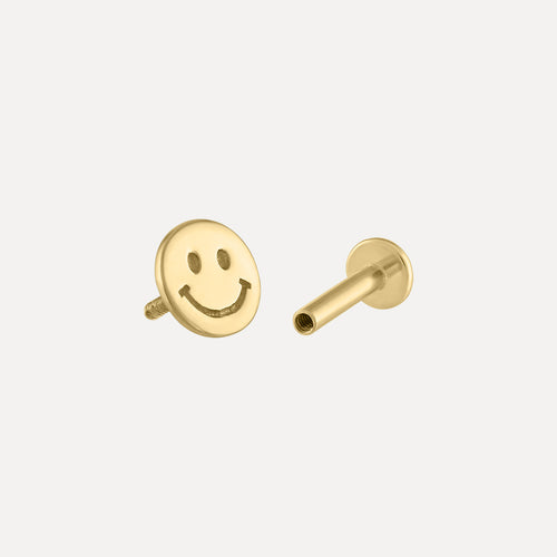 Aretes Cara Sonriente con Rosca Interna
