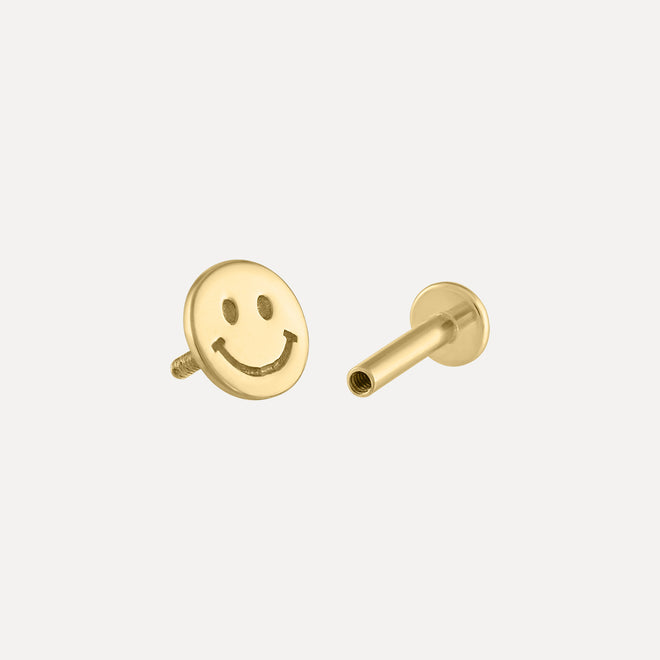 Aretes Cara Sonriente con Rosca Interna