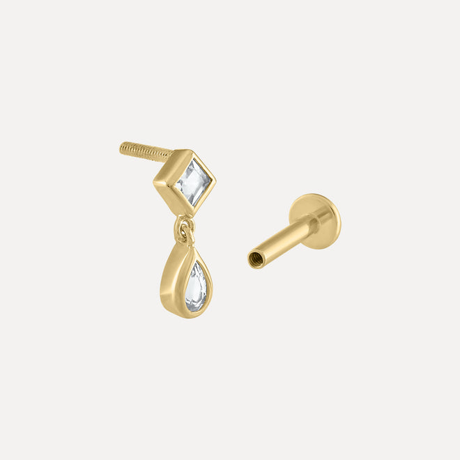 Dangling Topaz Piercing Earring by Kelly Bello Design