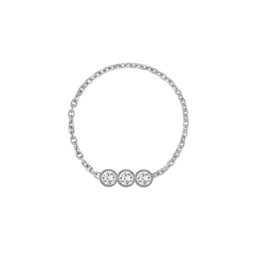 Anillo de cadena con bisel de tres diamantes