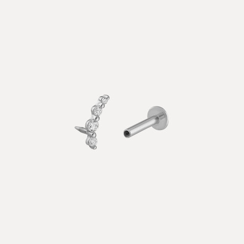 Curved Diamond Piercing Earring