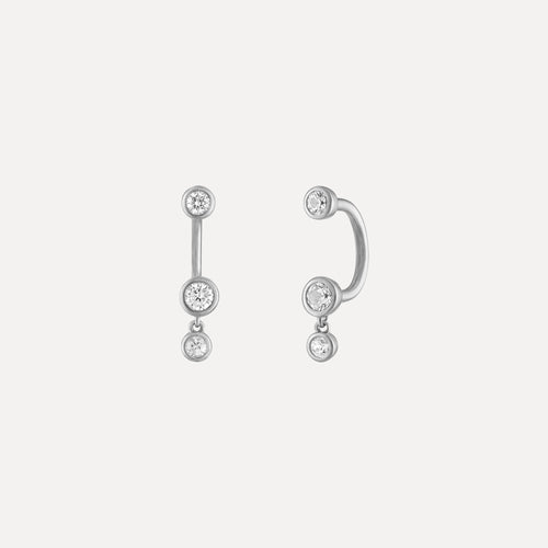 Dangling White Sapphire Barbell Piercing Earring