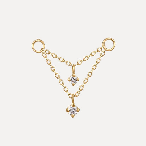 Dije de Cadena Doble y Diamante Para Aretes