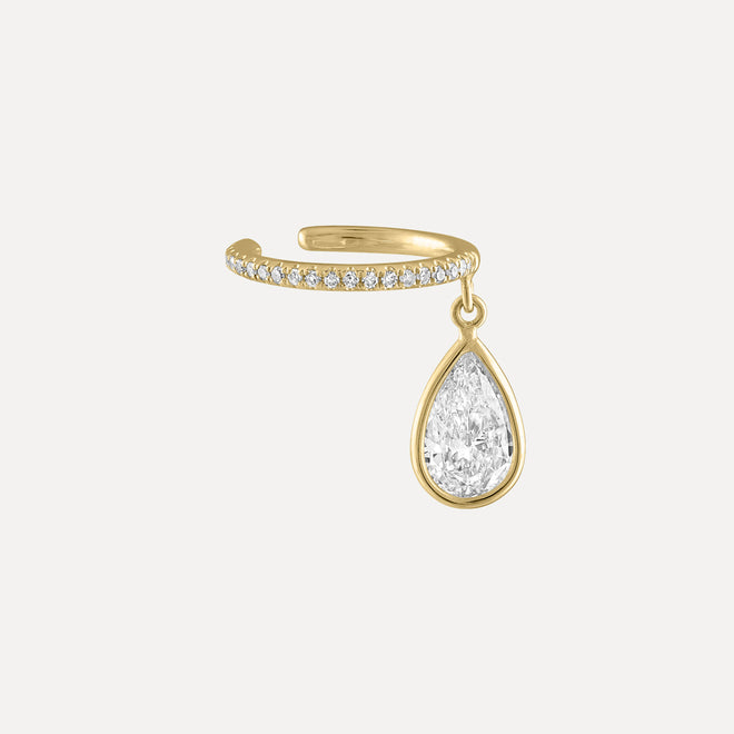Ear Cuff with Dangling Pear-Shaped Diamond 0.50ct