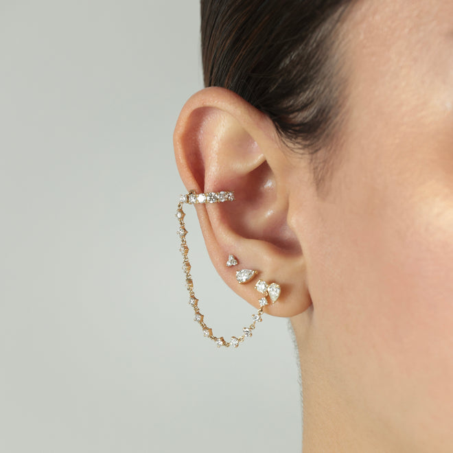 Aretes Noa Doble Diamantes Mixtos