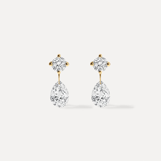 Floating Pear Diamond Drop Earrings