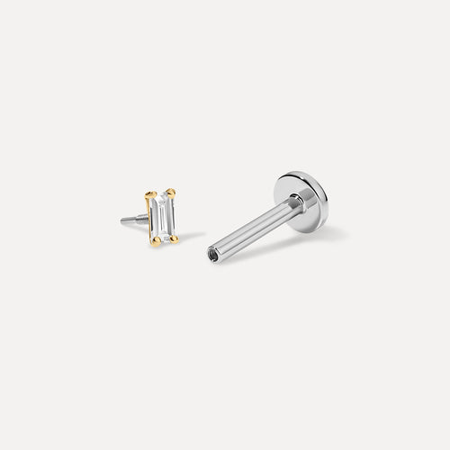 Icon Emerald Cut Diamond Threaded Stud