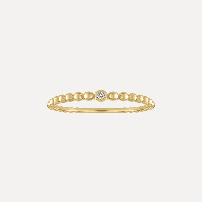 Anillo de Bolitas y Diamante