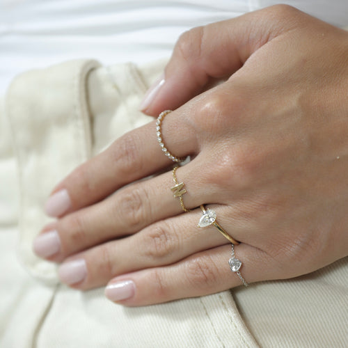 Anillo de Cadena Corazón de Diamante