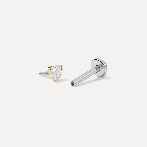Love Heart Diamond Threaded Stud