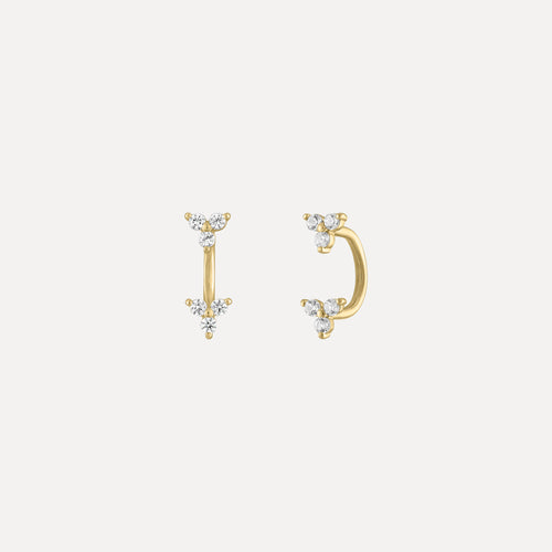 Micro White Sapphire Trio Barbell Piercing Earring