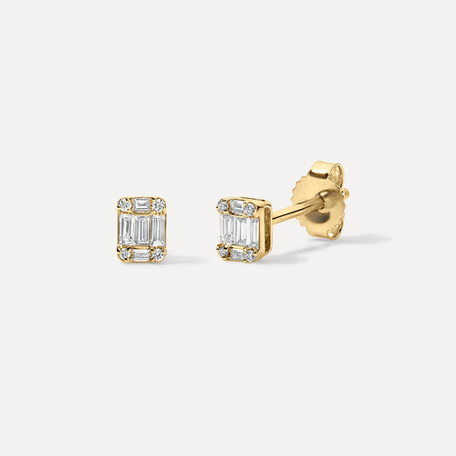 Mini aretes de ilusión esmeralda