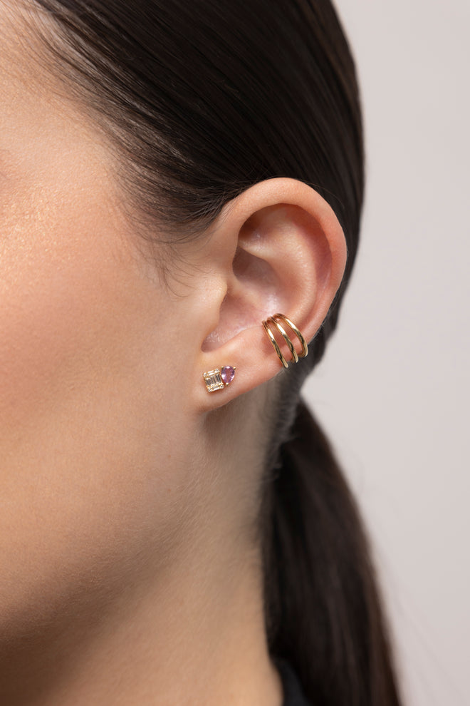 Ear Cuff Solido de 3 Filas