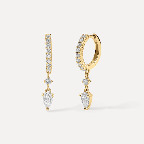 Pear Diamond Drop Huggies