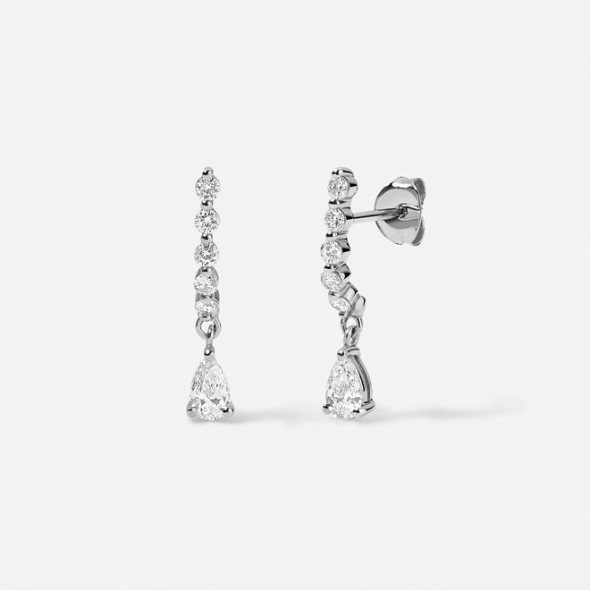 Pear Diamond Curve Huggie Drops