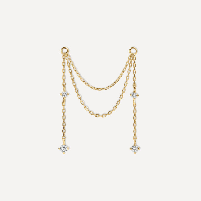 Stardust Double Chain Diamond Earring Charm