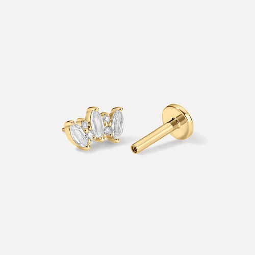 Tri-Marquise Diamond Threaded Stud