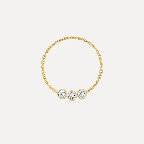 Anillo de cadena con bisel de tres diamantes