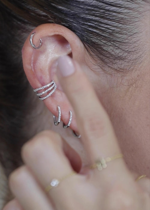 3-Row Split Diamond Ear Cuff