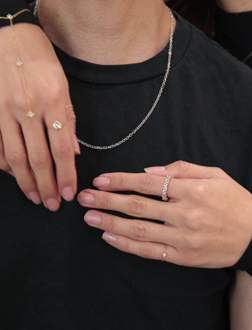 Anillo de Cadena con Corazón de Diamante