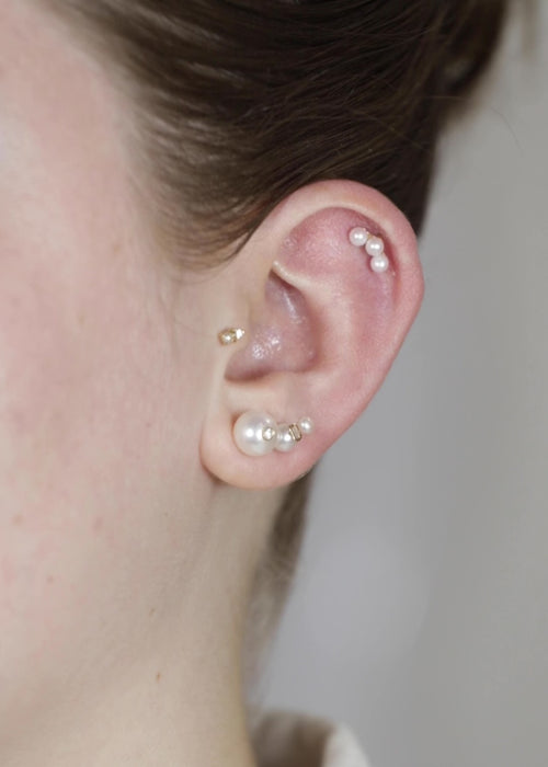 Pearl & Diamond Piercing Earring