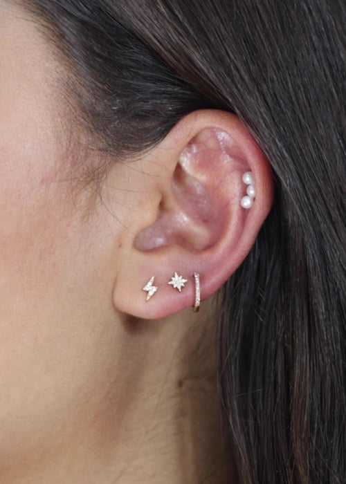 Arete Rayo de Diamante con Rosca Interna