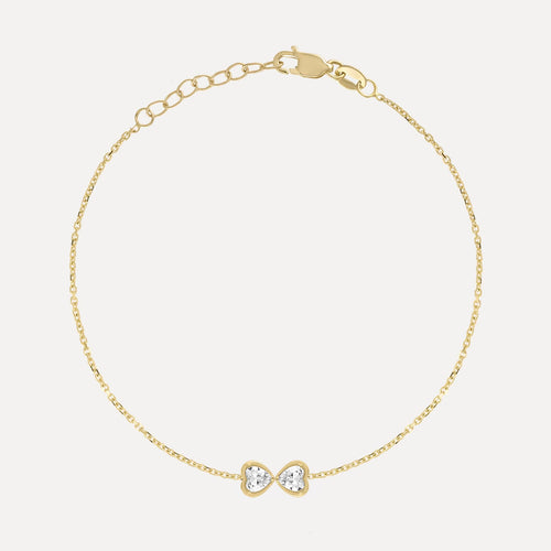 Pulsera de dos corazones con piedras de nacimiento